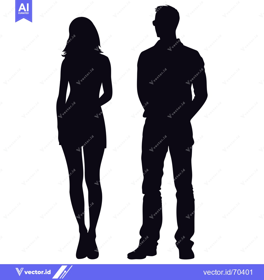 Premium Vector dari Silhouette of a Man and Woman Standing Side by Side