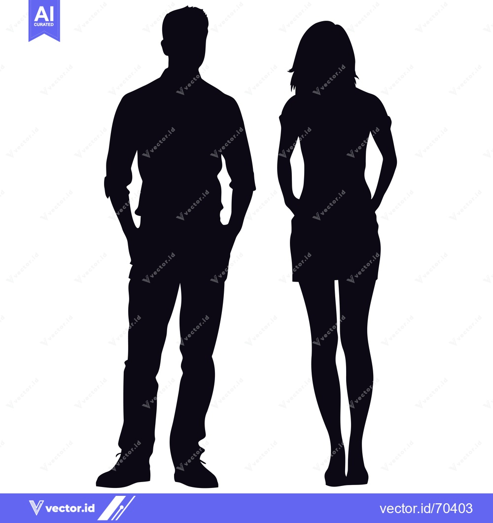 Premium Vector of Silhouette of a Man and Woman Standing Side by Side