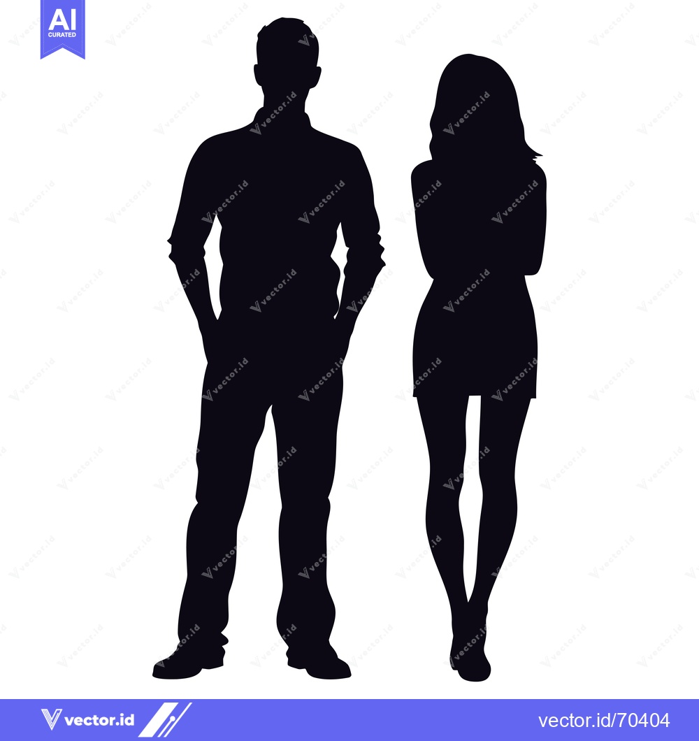 Premium Vector dari Silhouette of a man and a woman standing side by side