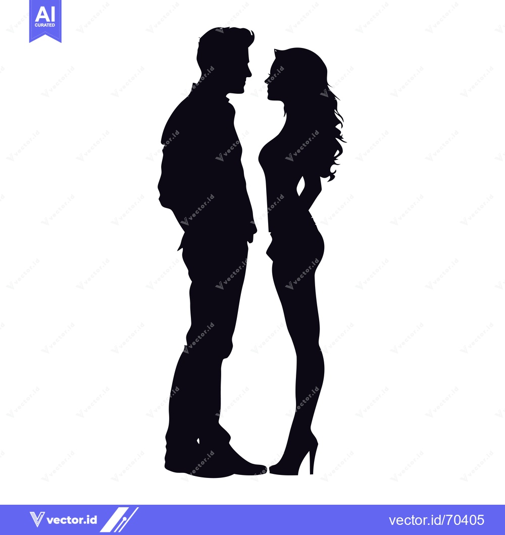 Premium Vector of Silhouette of a Couple Looking at Each Other