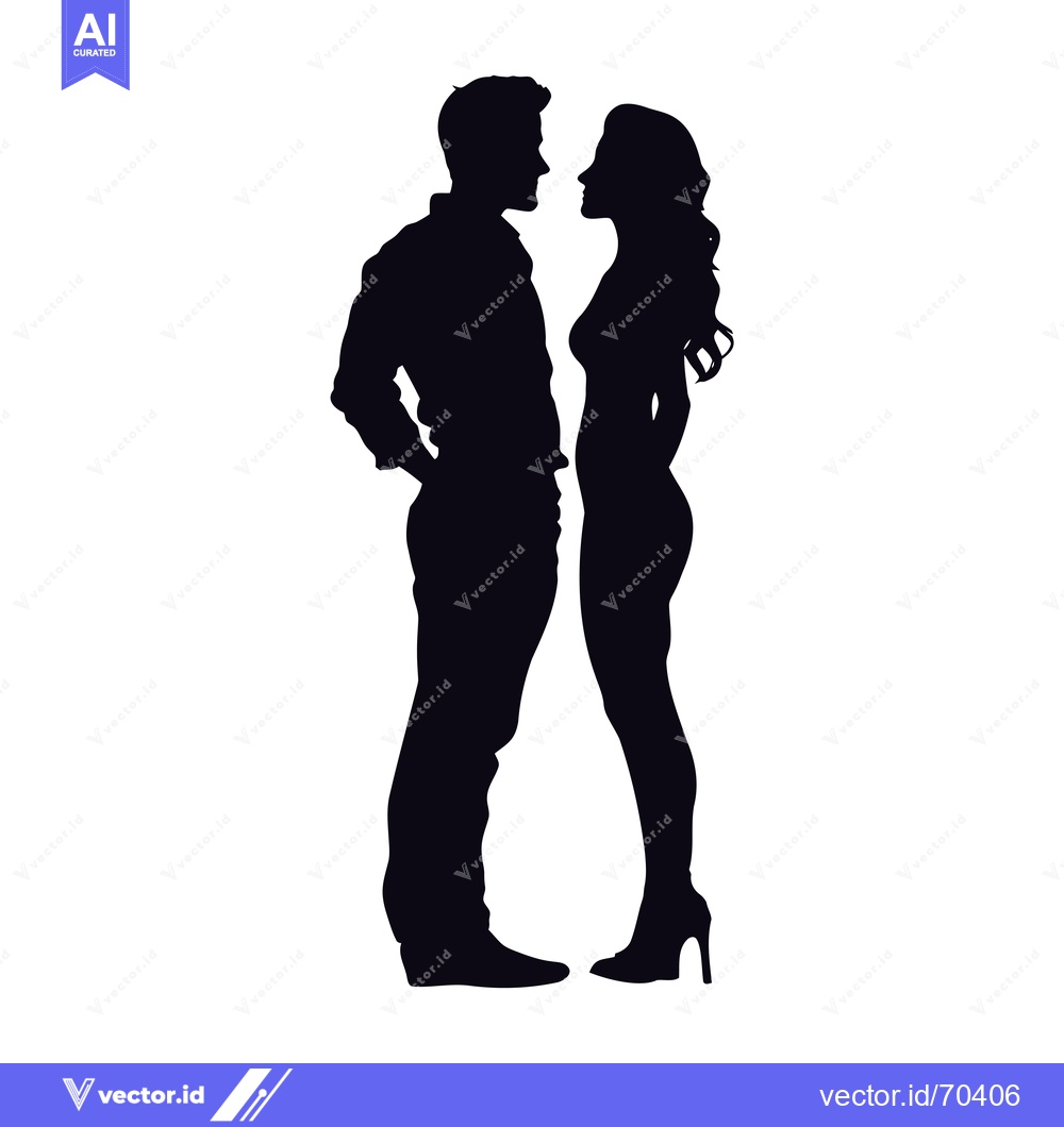 Premium Vector dari Silhouette of a Man and a Woman Facing Each Other