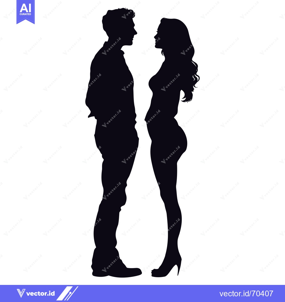 Premium Vector of Silhouette of a Man and a Woman Facing Each Other
