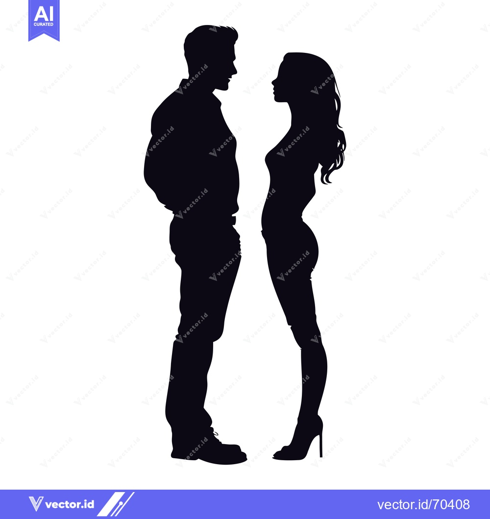 Premium Vector of Silhouette of a man and woman facing each other
