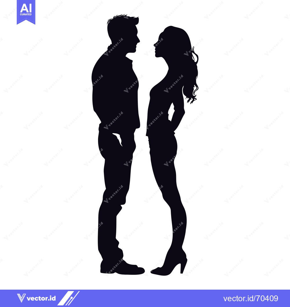 Premium Vector of Silhouette of a Man and Woman Facing Each Other
