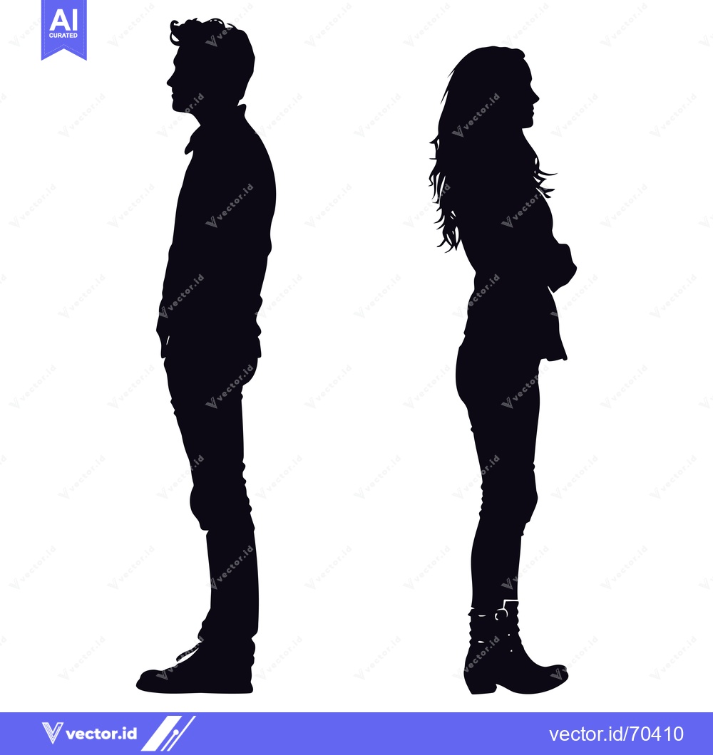 Premium Vector dari Silhouettes of a Man and Woman Standing Back to Back