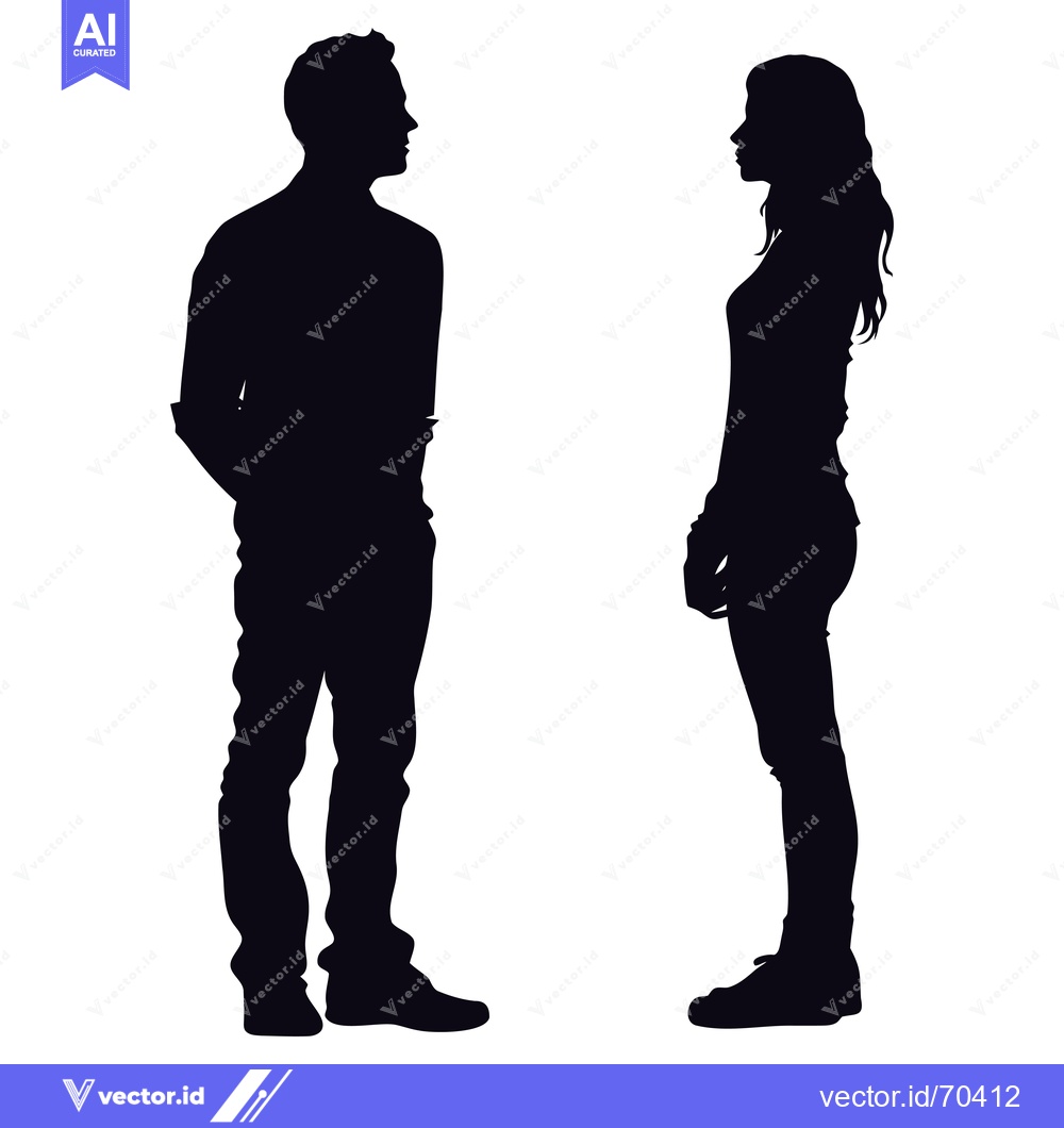 Premium Vector dari Silhouettes of a Man and Woman Facing Each Other