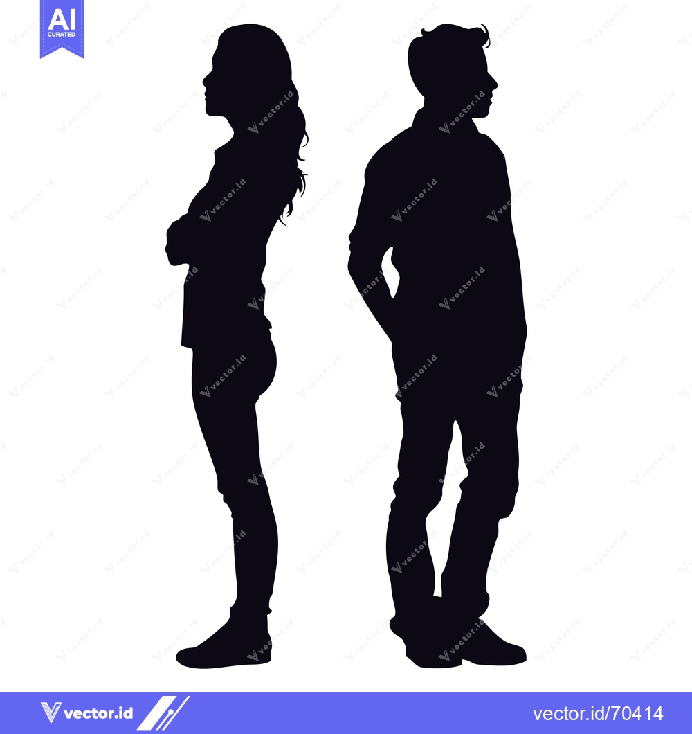 Premium Vector of Silhouette of a Couple Standing Back to Back
