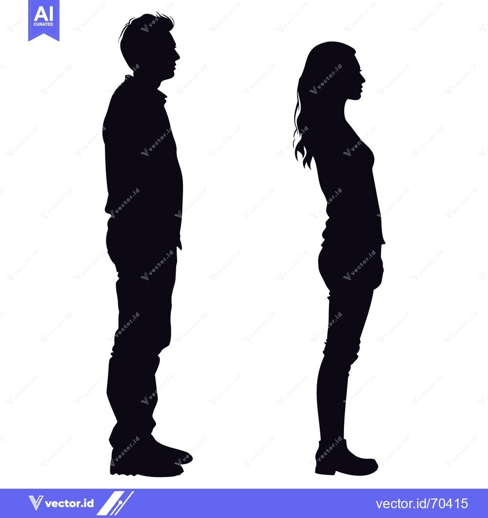 Premium Vector dari Silhouette of a Man and Woman Standing Side-by-Side