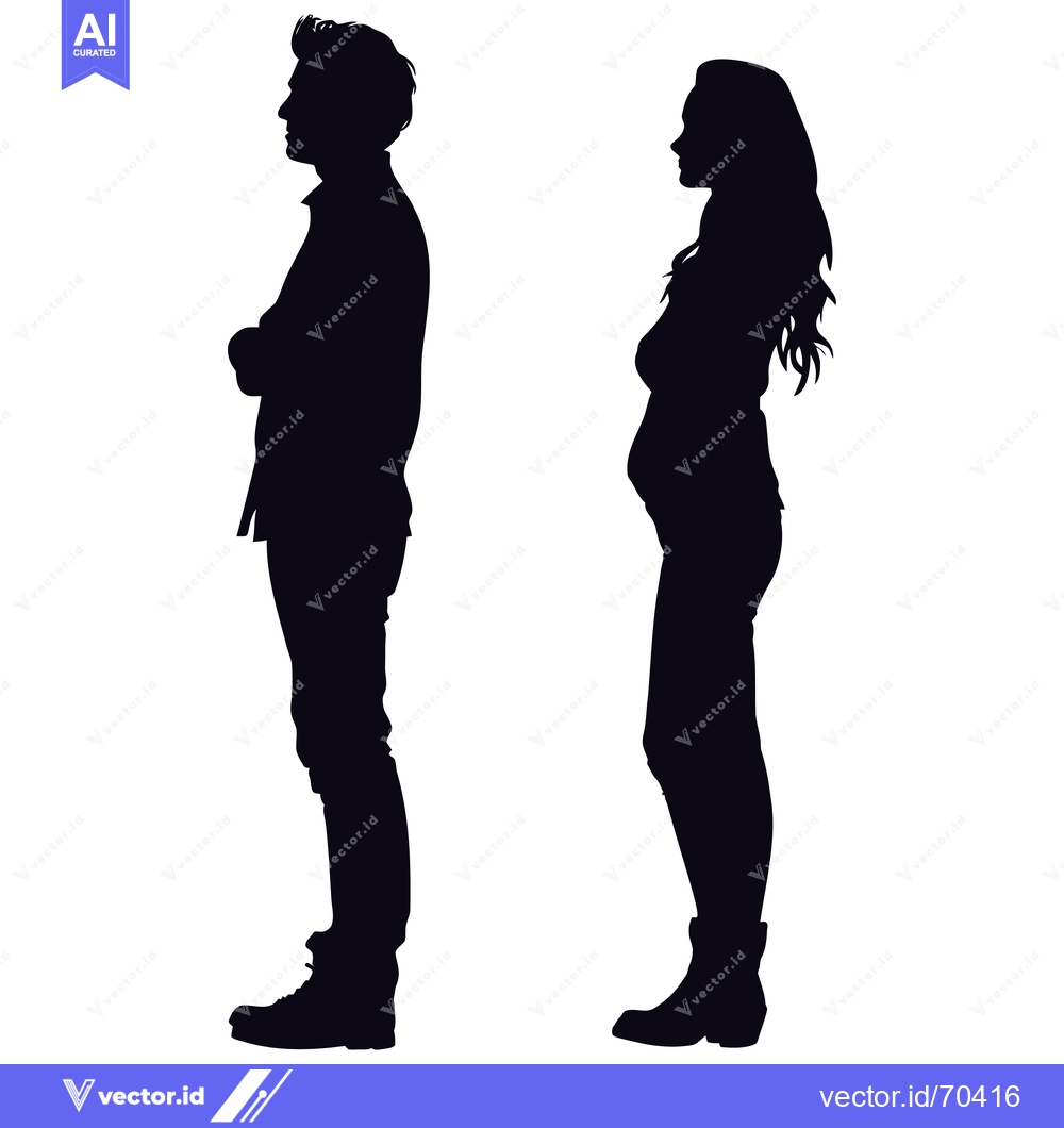 Premium Vector dari Silhouette of a Man and a Pregnant Woman Standing Side by Side