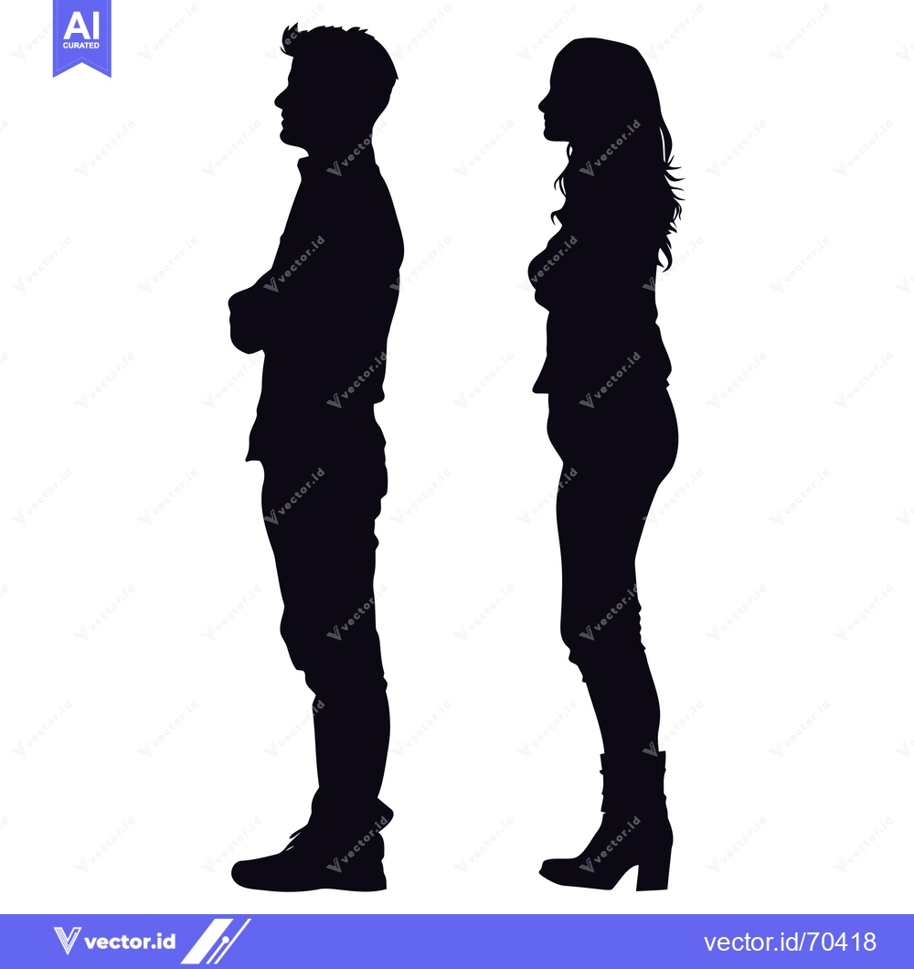 Premium Vector dari Silhouette of a Man and a Woman Standing Side by Side