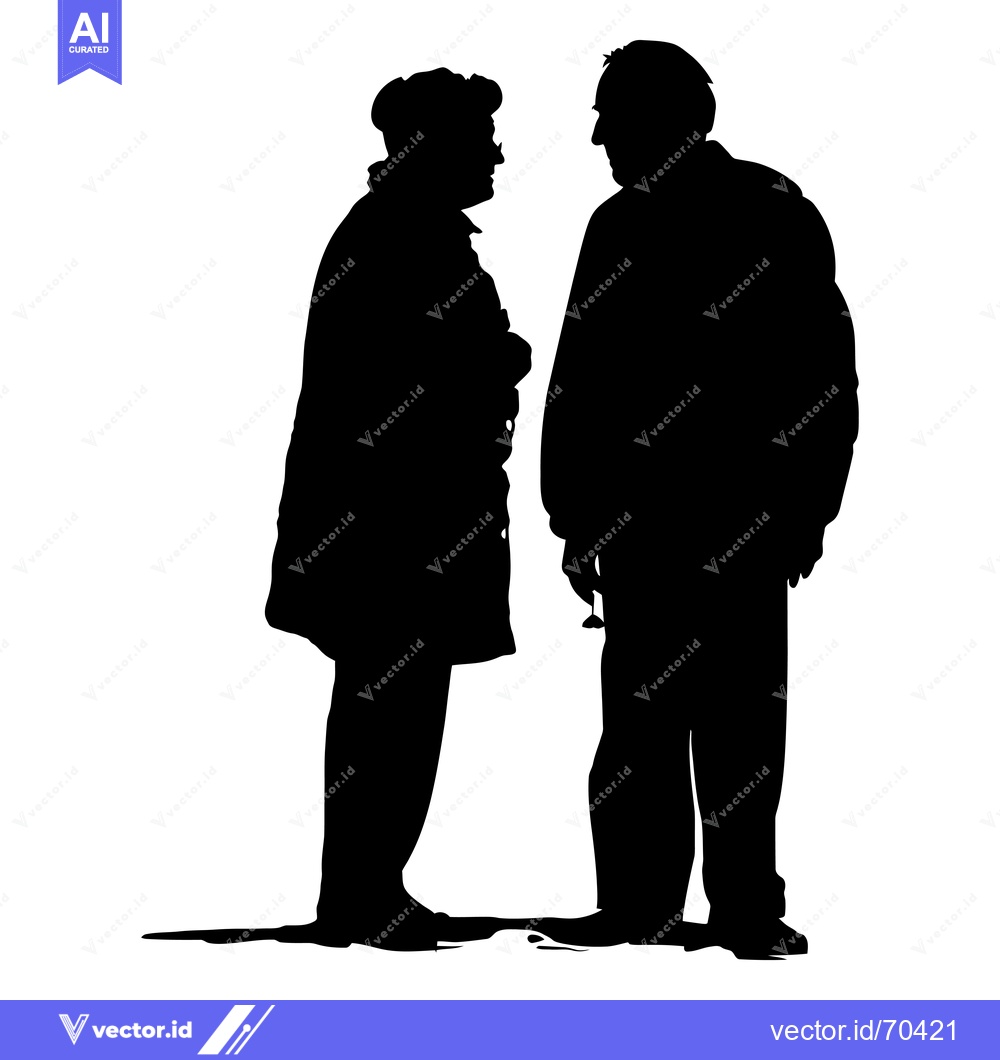 Premium Vector of Silhouette of an Older Couple Talking