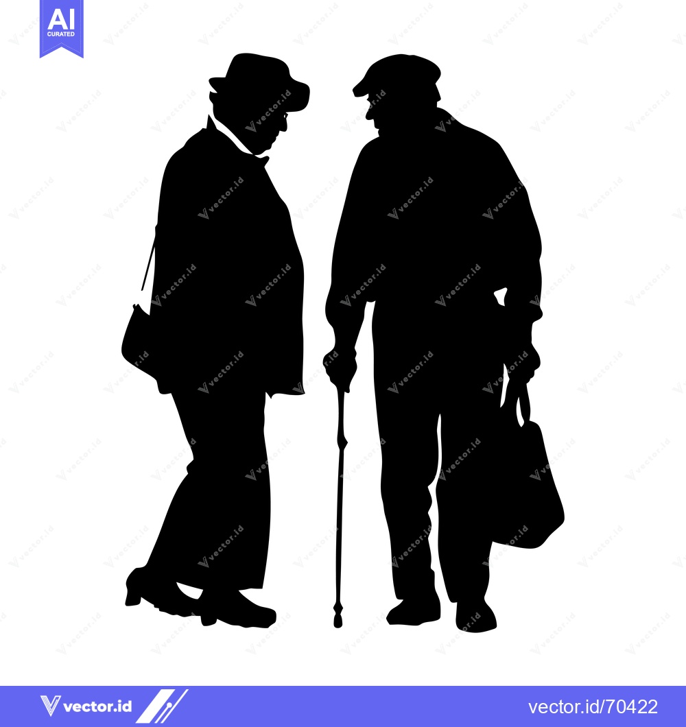 Premium Vector dari Two Silhouettes of Elderly People in Conversation