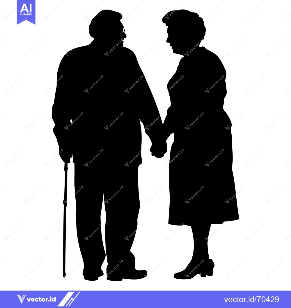 Premium Vector of Silhouette of an Elderly Couple Holding Hands