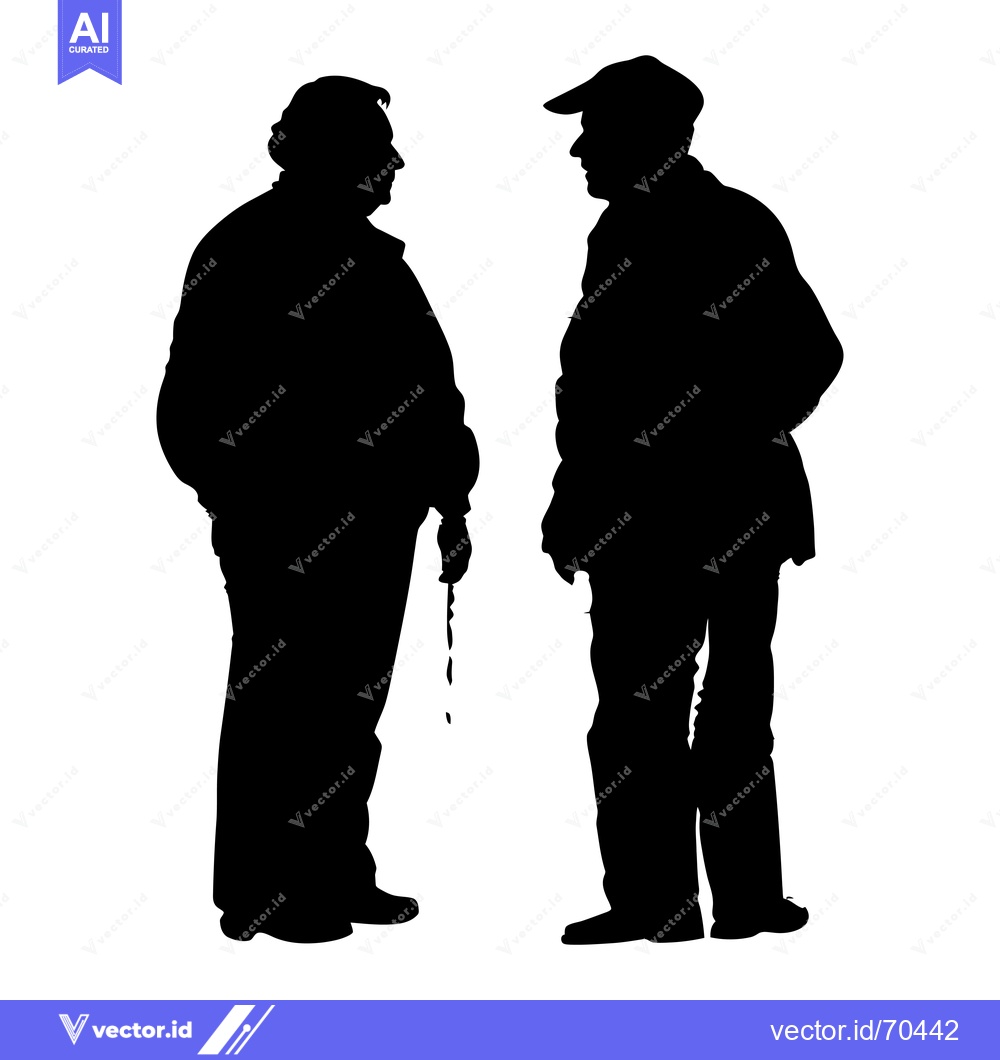 Premium Vector dari Two Men Silhouettes Facing Each Other