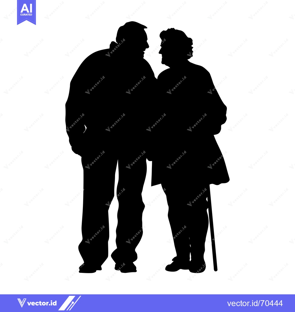 Premium Vector of Silhouette of an Elderly Couple Standing Together