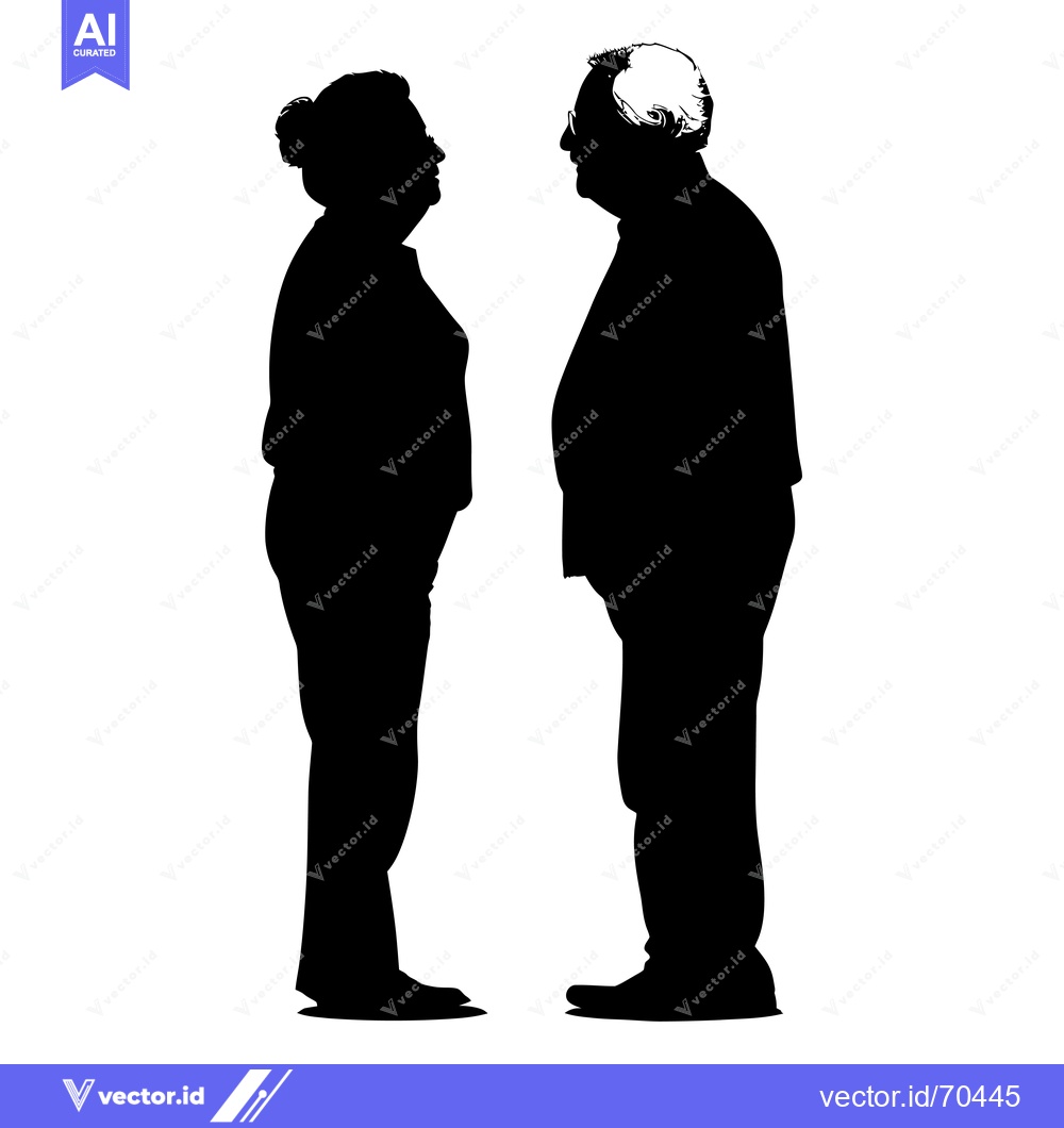 Premium Vector dari Silhouette of an Older Couple Facing Each Other