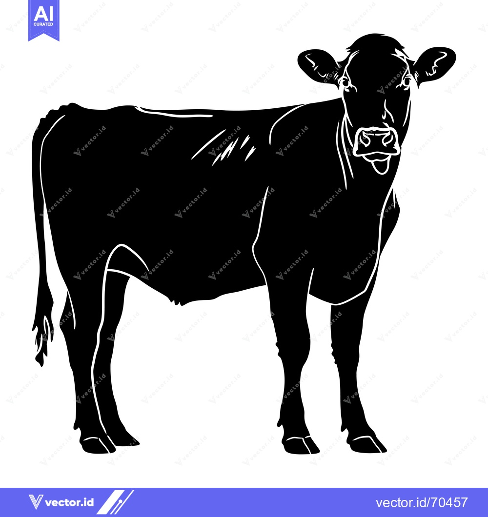 Premium Vector dari Black and White Silhouette of a Cow with its Tongue Out