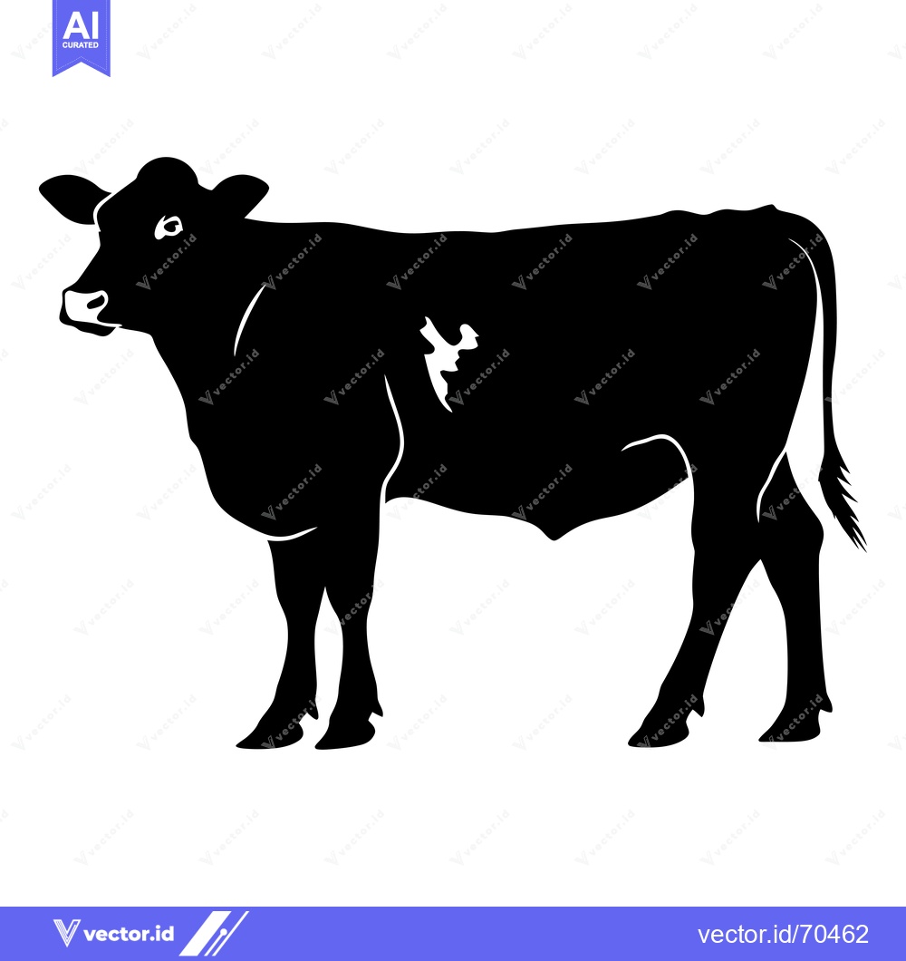 Premium Vector of Black and White Silhouette of a Cow Standing