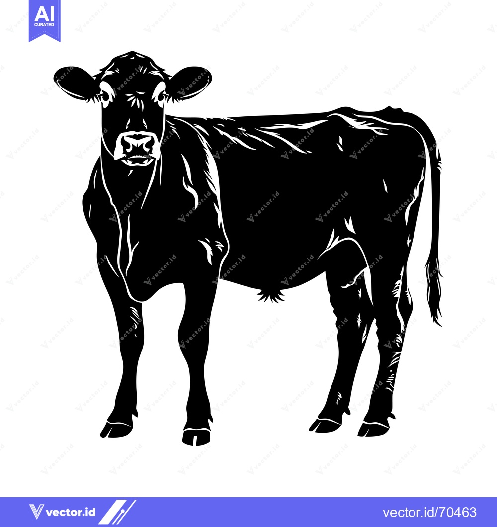 Premium Vector dari Black and White Silhouette of a Cow