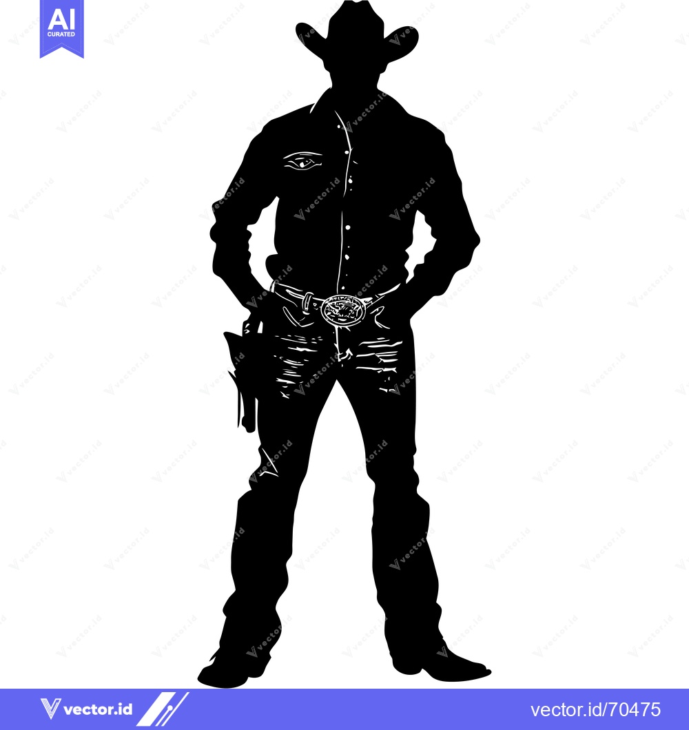 Premium Vector dari Silhouette of a Cowboy with a Gun Holster