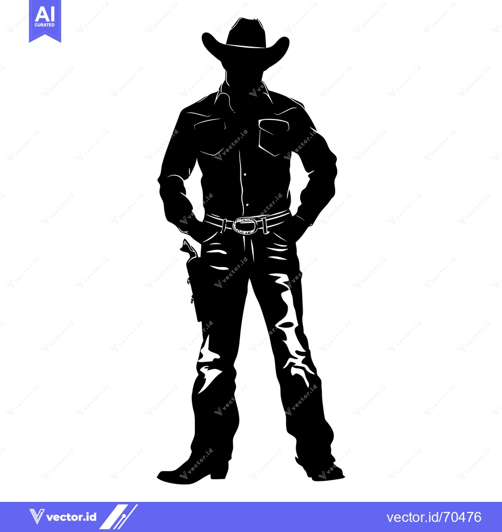 Premium Vector of Silhouette of a Cowboy with a Gun Holster