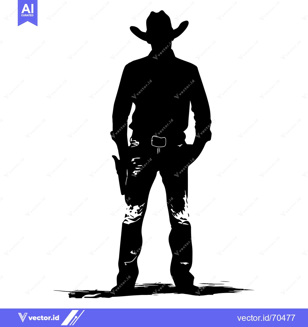 Premium Vector dari Silhouette of a Cowboy with a Gun in his Holster