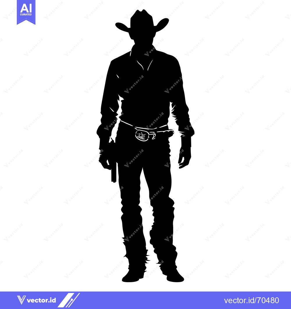 Premium Vector dari Silhouette of a Cowboy with a Gun