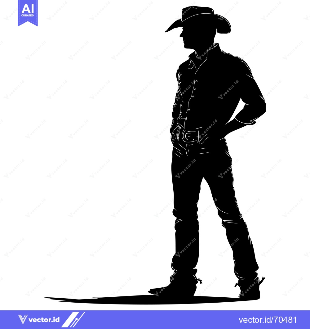 Premium Vector dari Silhouette of a Cowboy with a Hand on His Hip