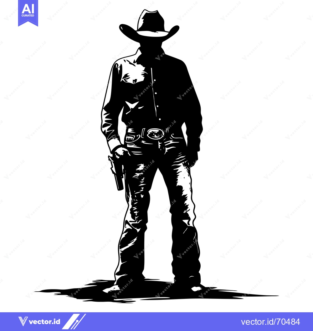 Premium Vector of Silhouette of a Cowboy with a Gun Holster