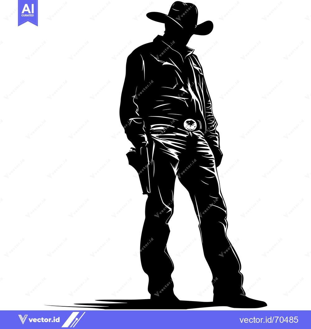 Premium Vector of Silhouette of a Cowboy with a Gun Holster