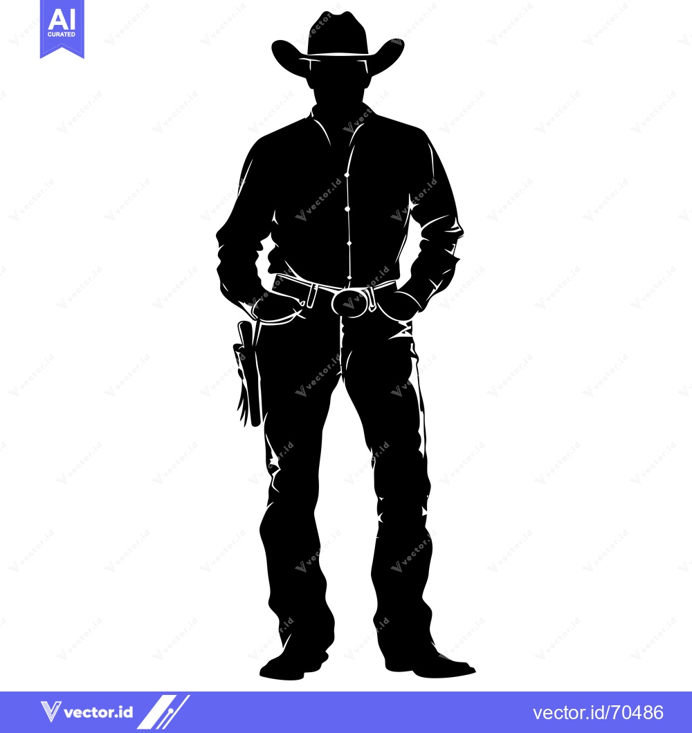 Premium Vector of Silhouette of a Cowboy with a Gun Holster
