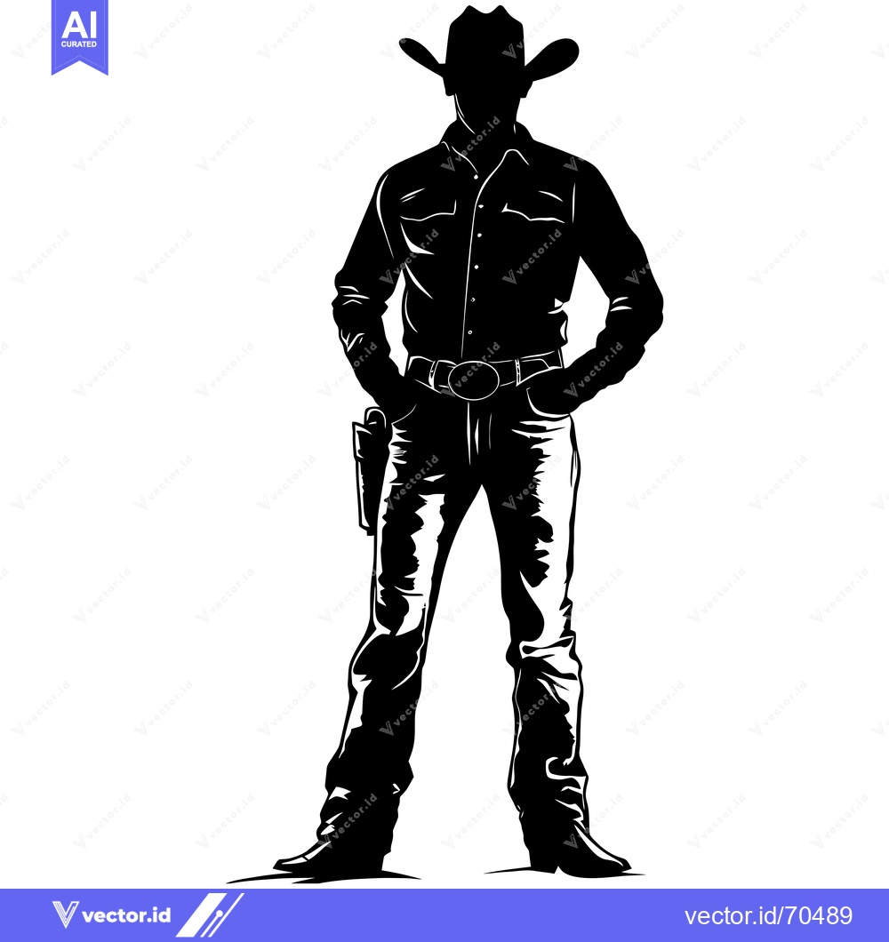 Premium Vector dari Silhouette of a Cowboy with a Gun in His Holster