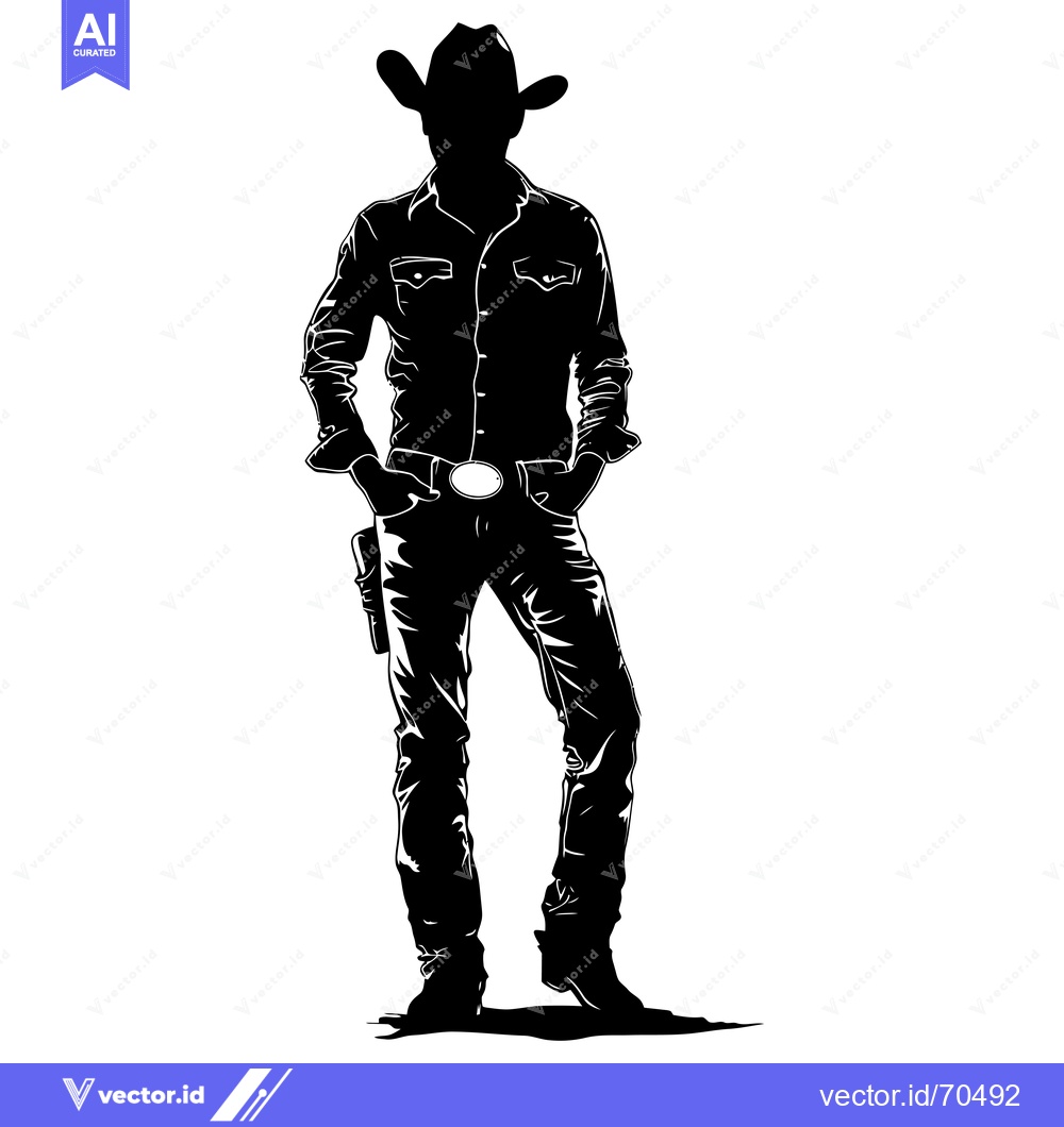Premium Vector of Silhouette of a Cowboy with Hands in Pockets