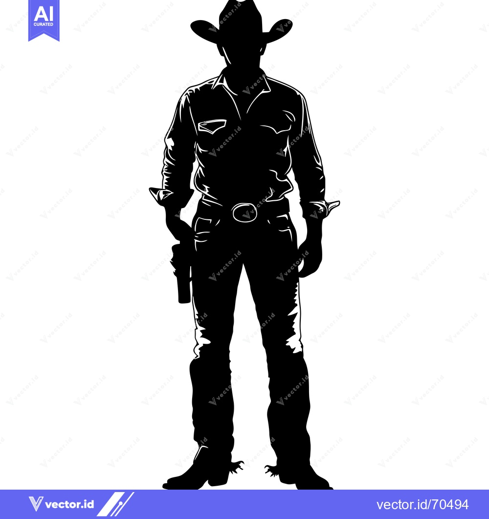 Premium Vector dari Silhouette of a Cowboy with a Gun Holster