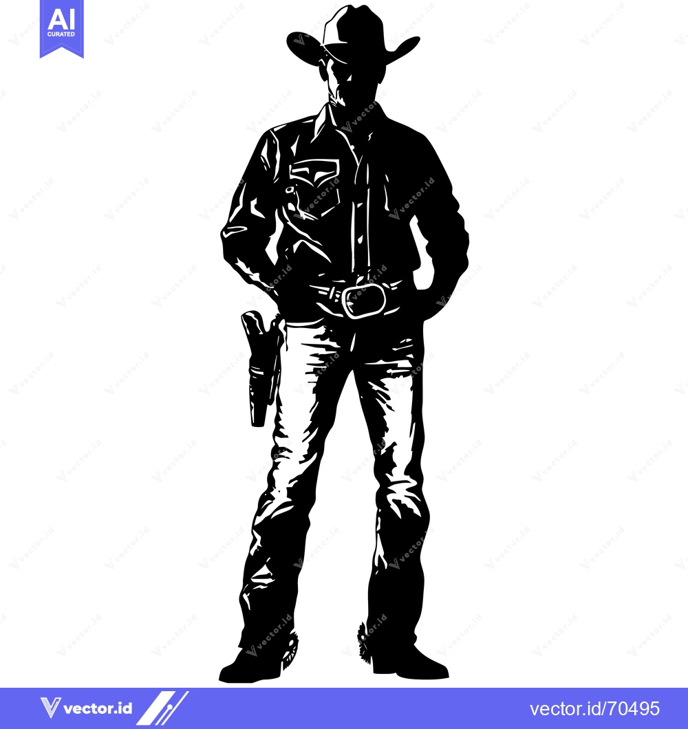 Premium Vector of Silhouette of a Cowboy with a Gun Holster