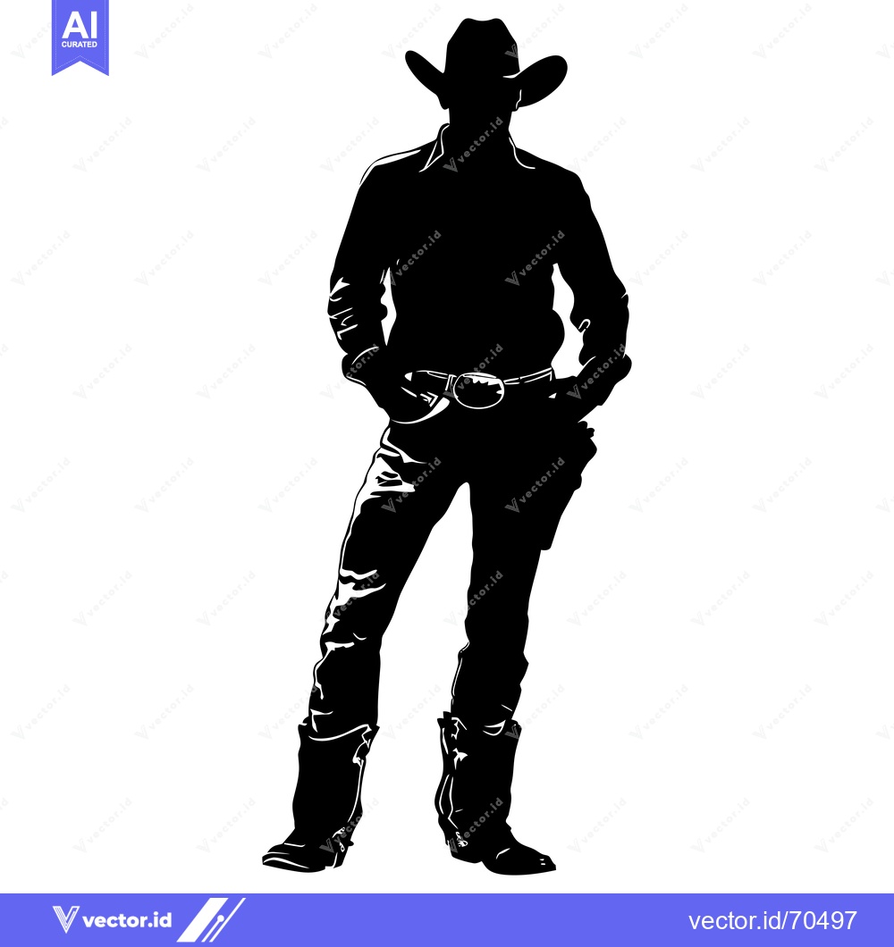 Premium Vector of Silhouette of a Cowboy with Hands on Hips