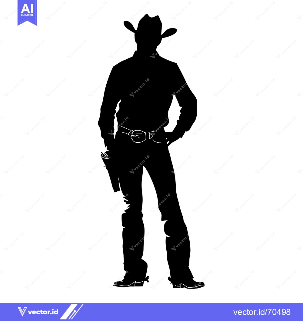 Premium Vector dari Silhouette of a Cowboy with a Gun Holster