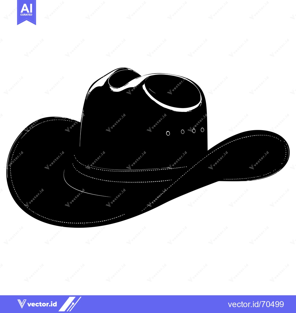 Premium Vector of Black and White Silhouette of a Cowboy Hat
