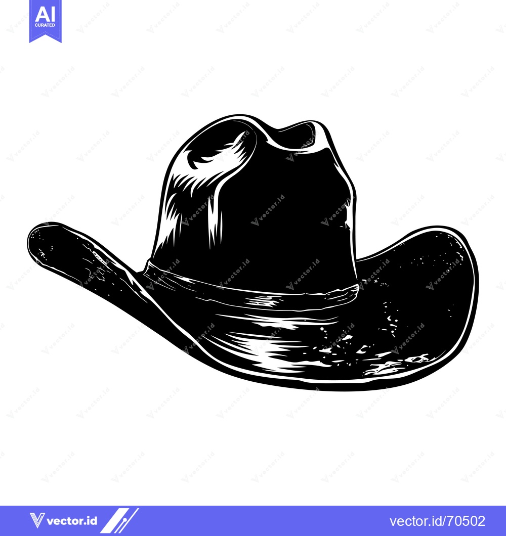 Premium Vector of A black and white illustration of a cowboy hat