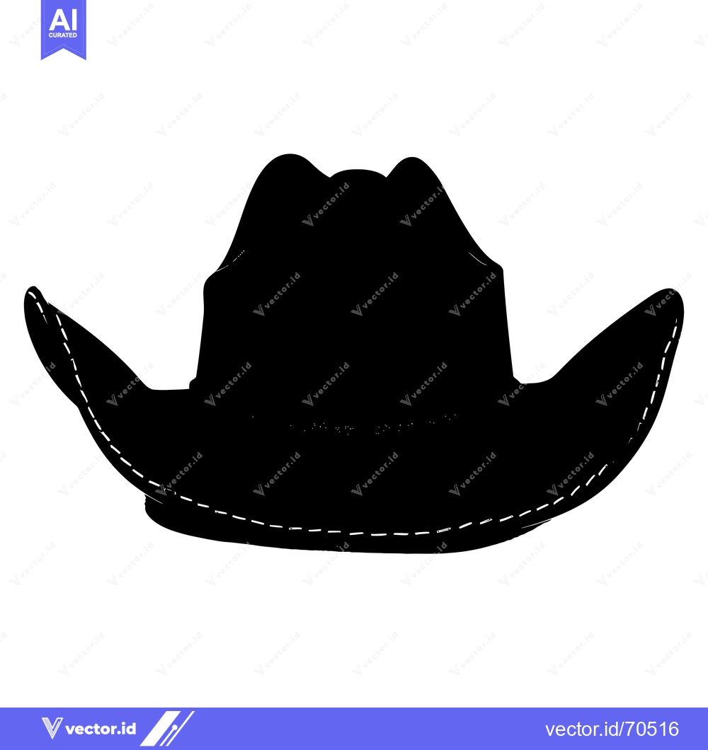 Premium Vector dari Black and White Silhouette of a Cowboy Hat