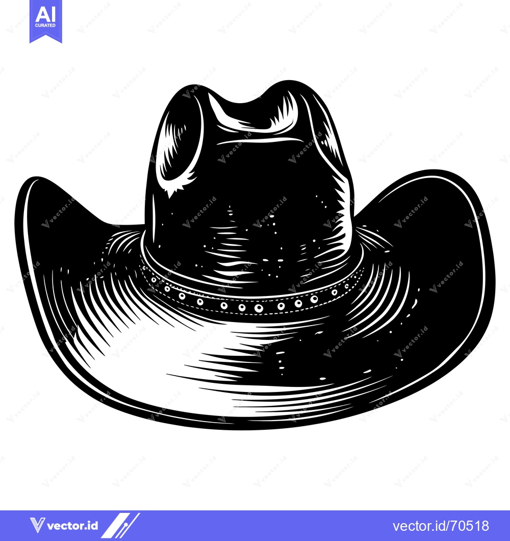 Premium Vector dari A Black and White Illustration of a Cowboy Hat