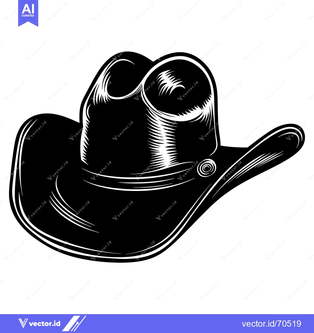Premium Vector dari Black and White Illustration of a Cowboy Hat