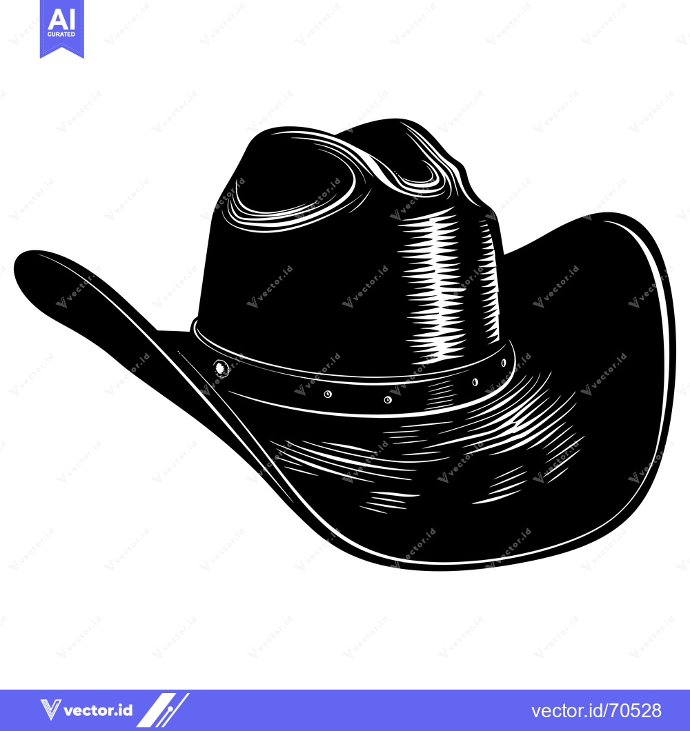 Premium Vector of Black and White Silhouette of a Cowboy Hat