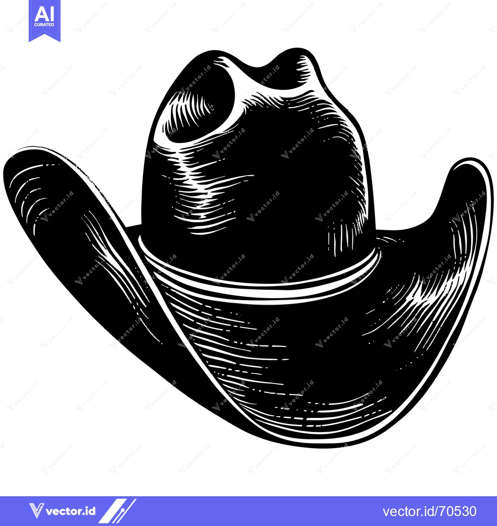 Premium Vector dari Black and White Illustration of a Cowboy Hat