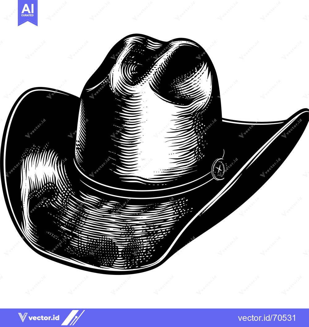 Premium Vector dari Black and White Illustration of a Cowboy Hat
