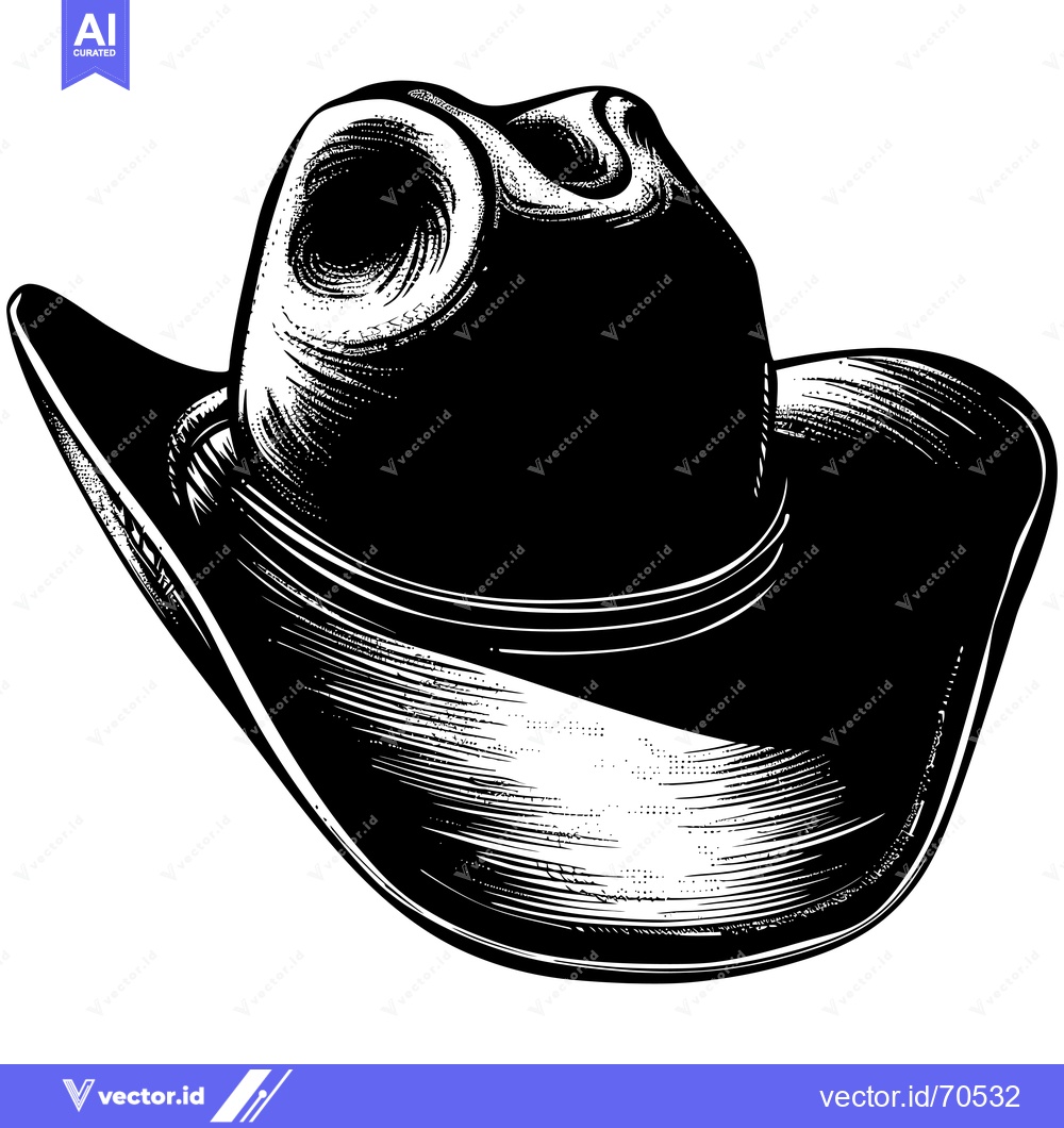 Premium Vector dari A Black and White Illustration of a Cowboy Hat