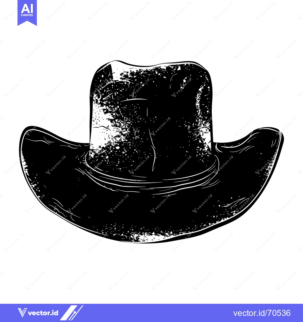 Premium Vector dari Black and White Illustration of a Cowboy Hat