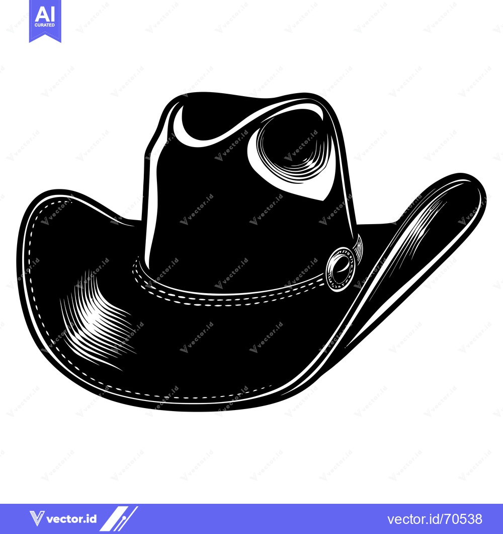 Premium Vector dari Black and White Illustration of a Cowboy Hat