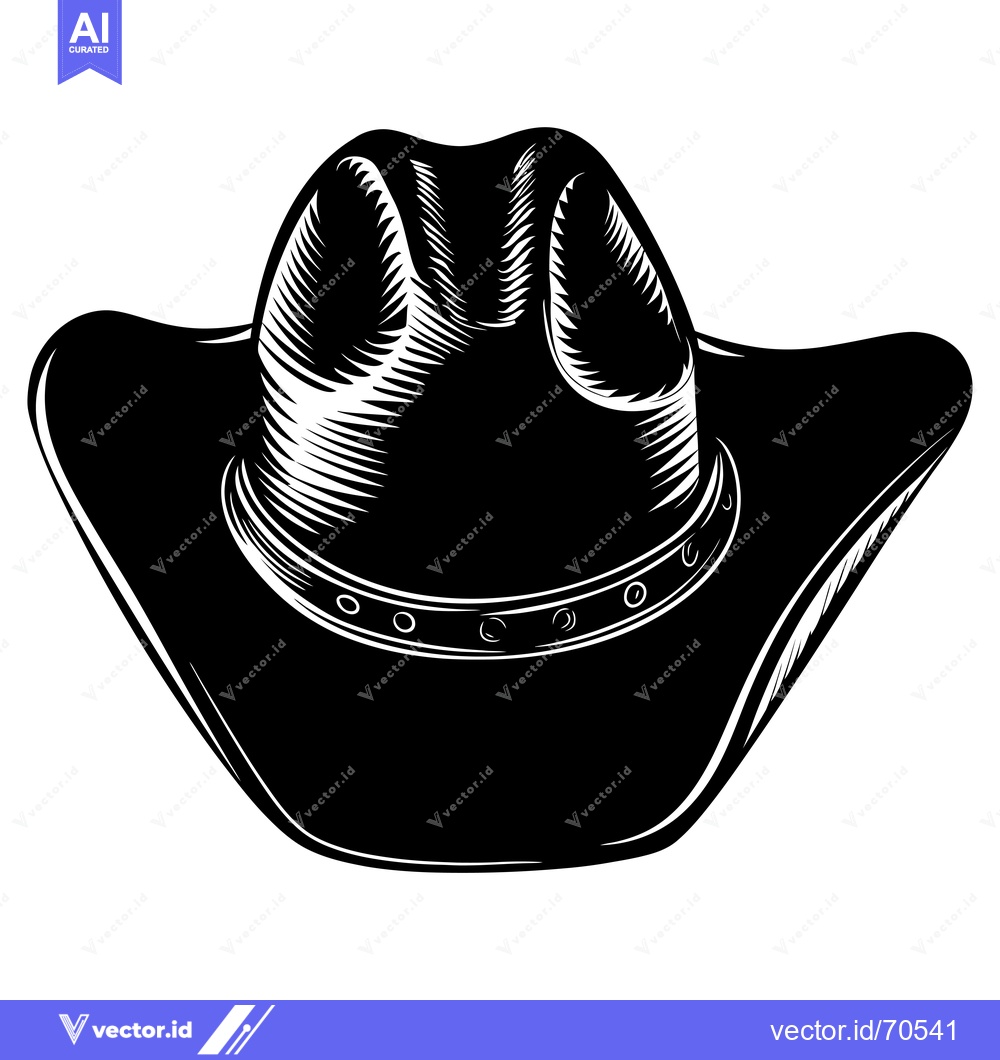 Premium Vector dari Black and White Illustration of a Cowboy Hat