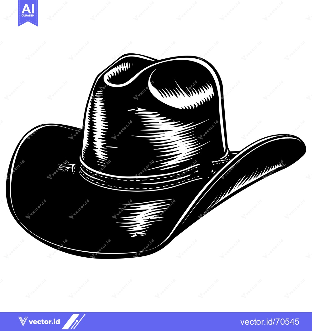 Premium Vector dari Black and White Illustration of a Cowboy Hat